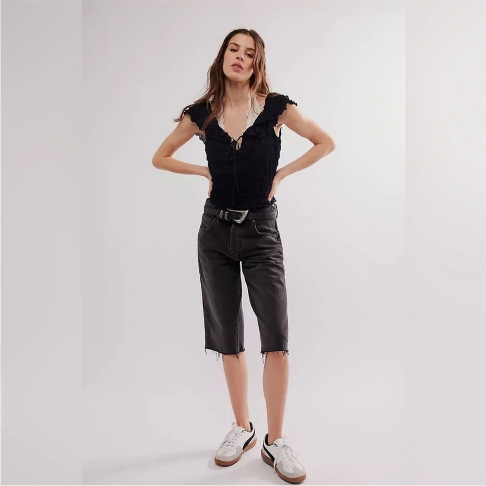 FREE PEOPLE WOMEN'S LOVE YOU MORE TEE M OB1999091 Black